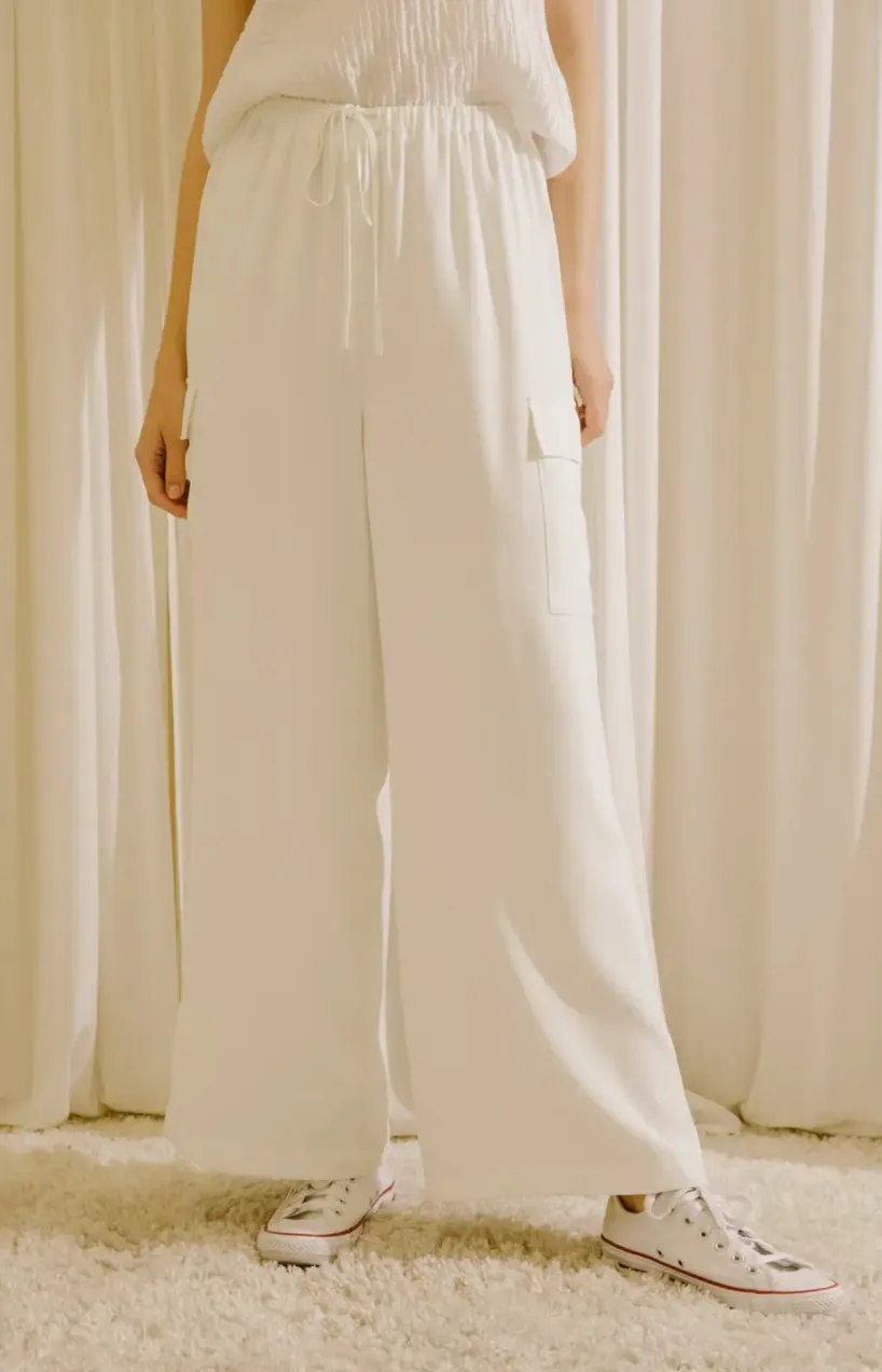 Drawstring Wide Leg Cargo Pants