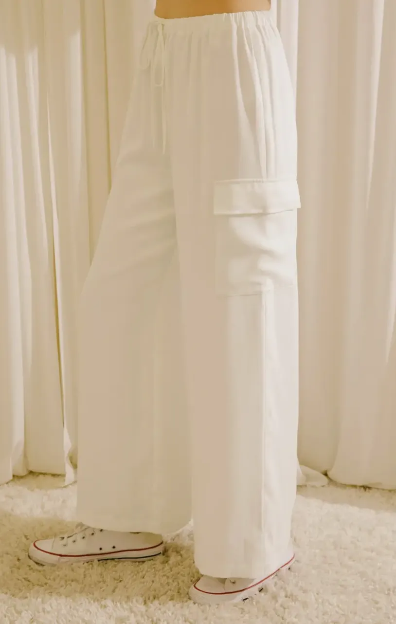 Drawstring Wide Leg Cargo Pants