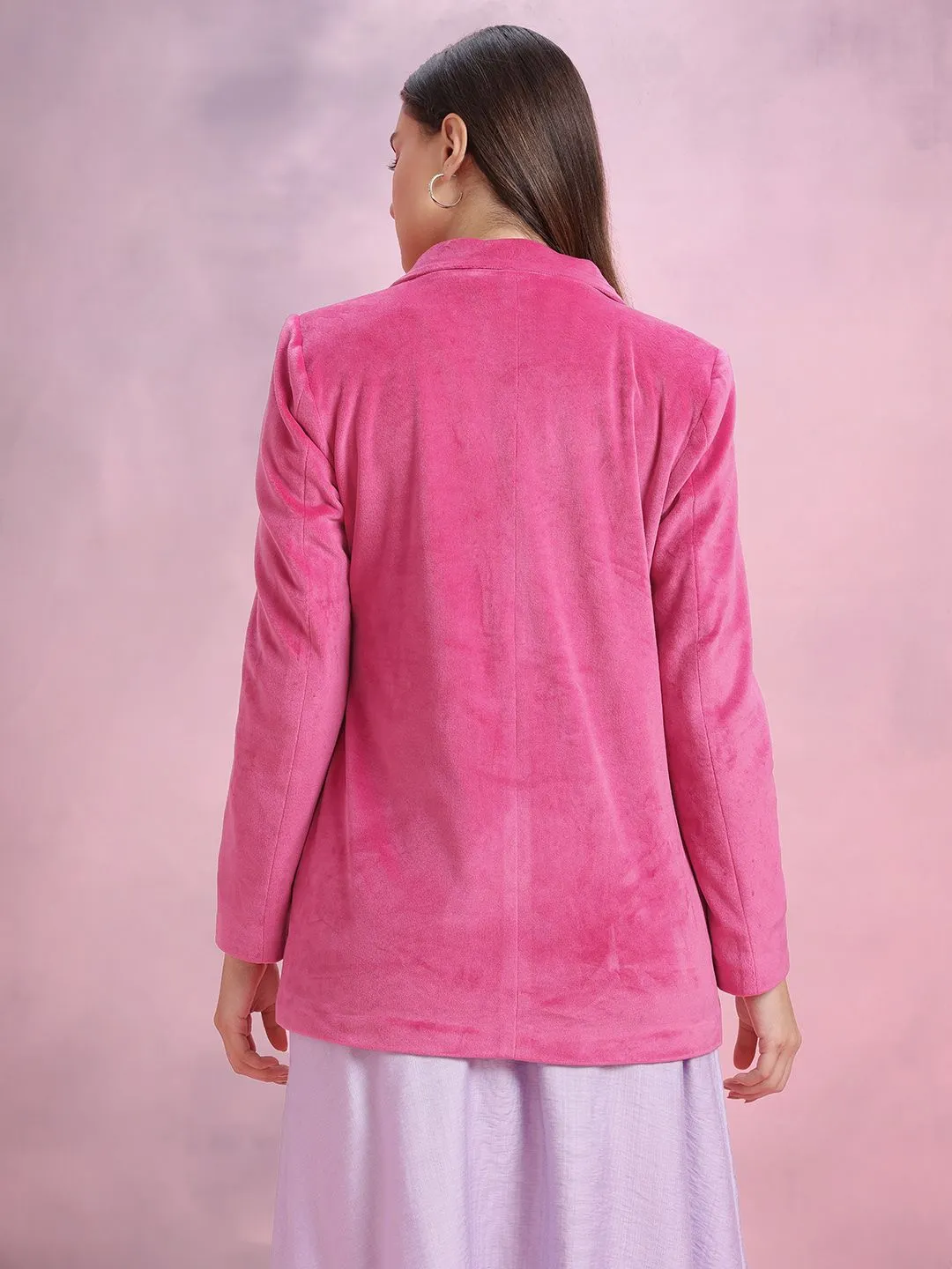 DressBerry Single-Breasted Velvet Finish Blazers