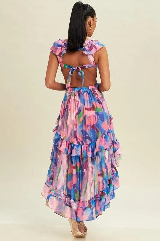 DULCE HI LO RUFFLE DRESS