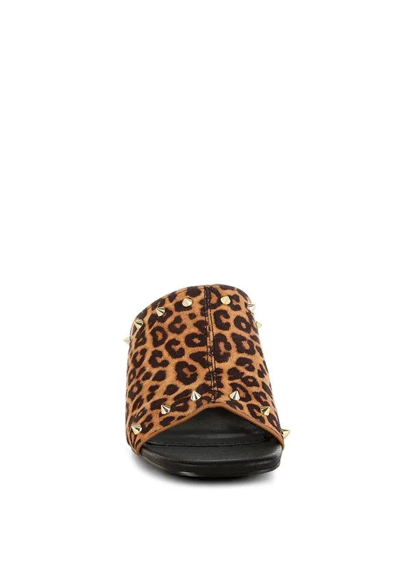 Edama Leopard Print Studded Slip Ons