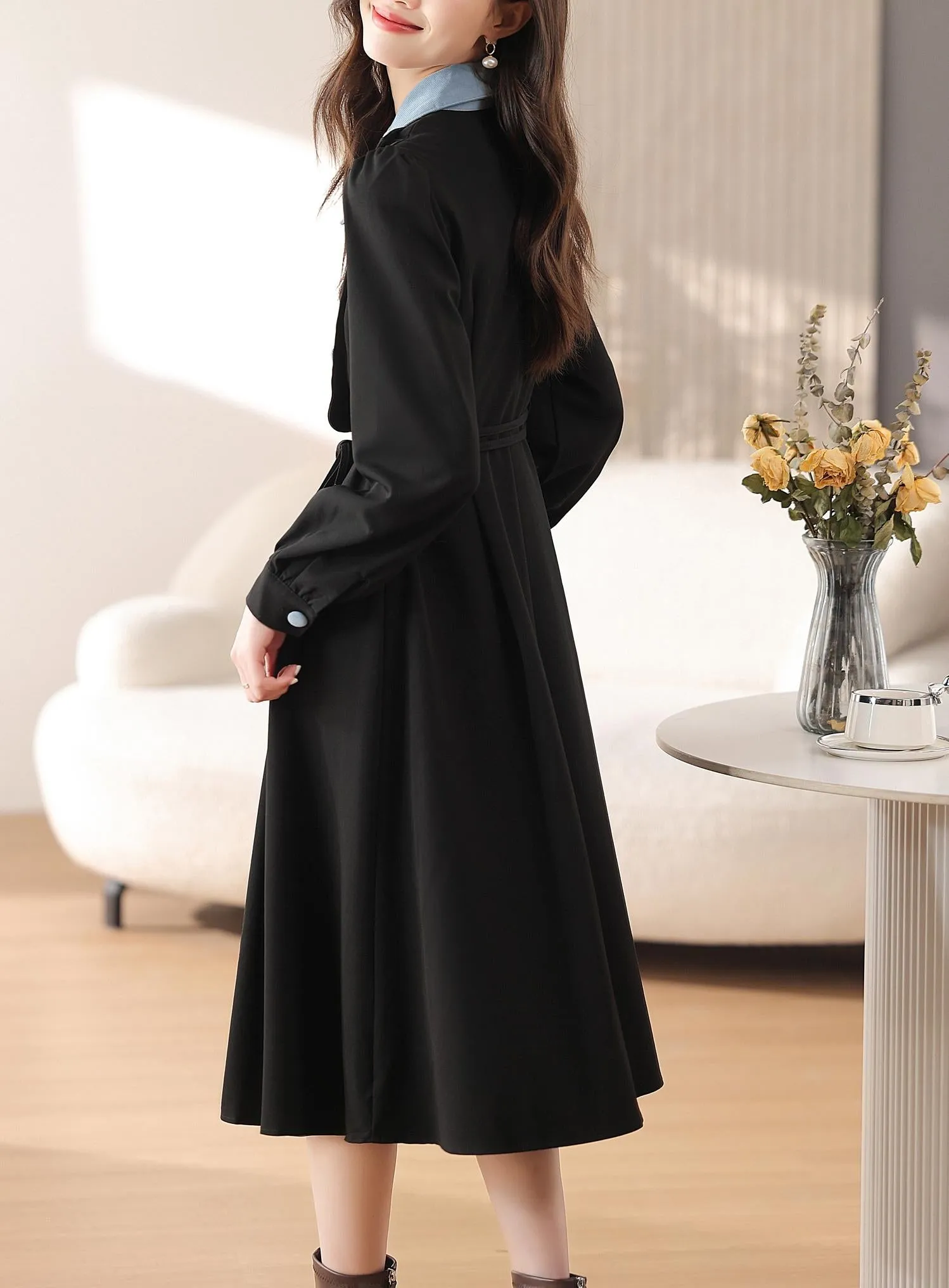 Elegant A-line Drawstring-waisted Dress for Women