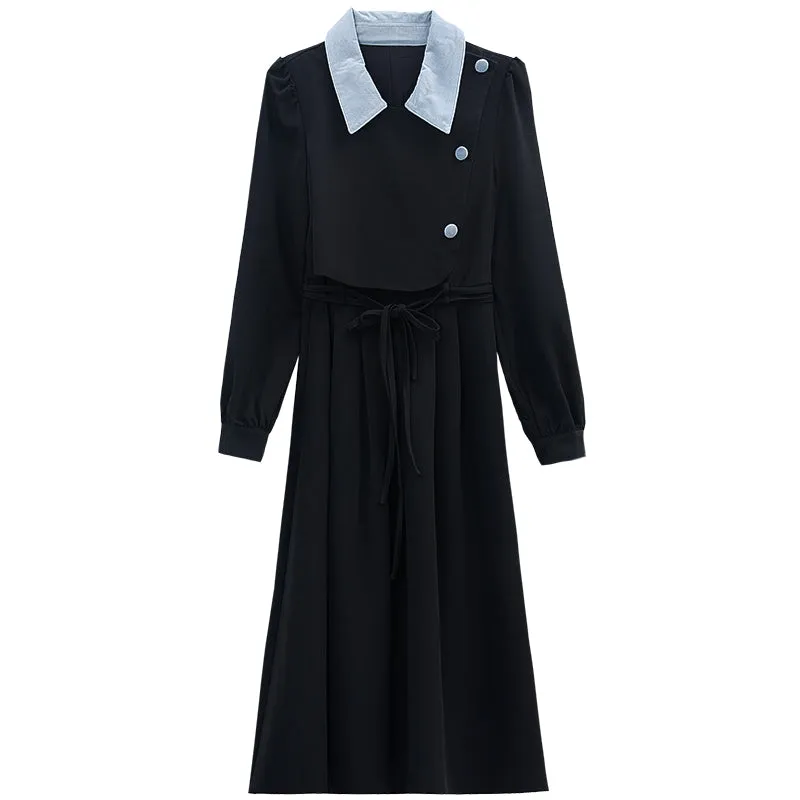 Elegant A-line Drawstring-waisted Dress for Women