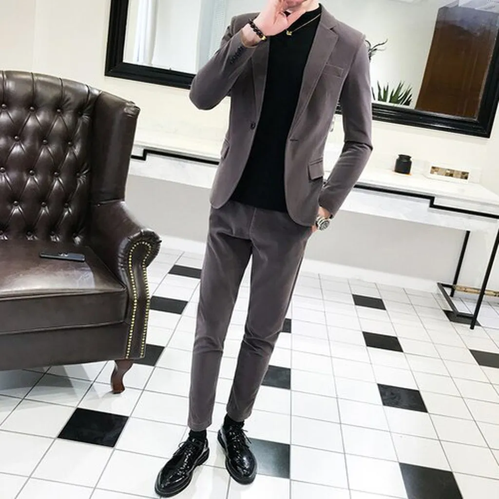 Elegant Wine Red Suits Mens Velvet Luxury Suits for Mens Groom Wedding Velour Suits Gentlemen Dress 2 Pcs Flannel Green Burgundy