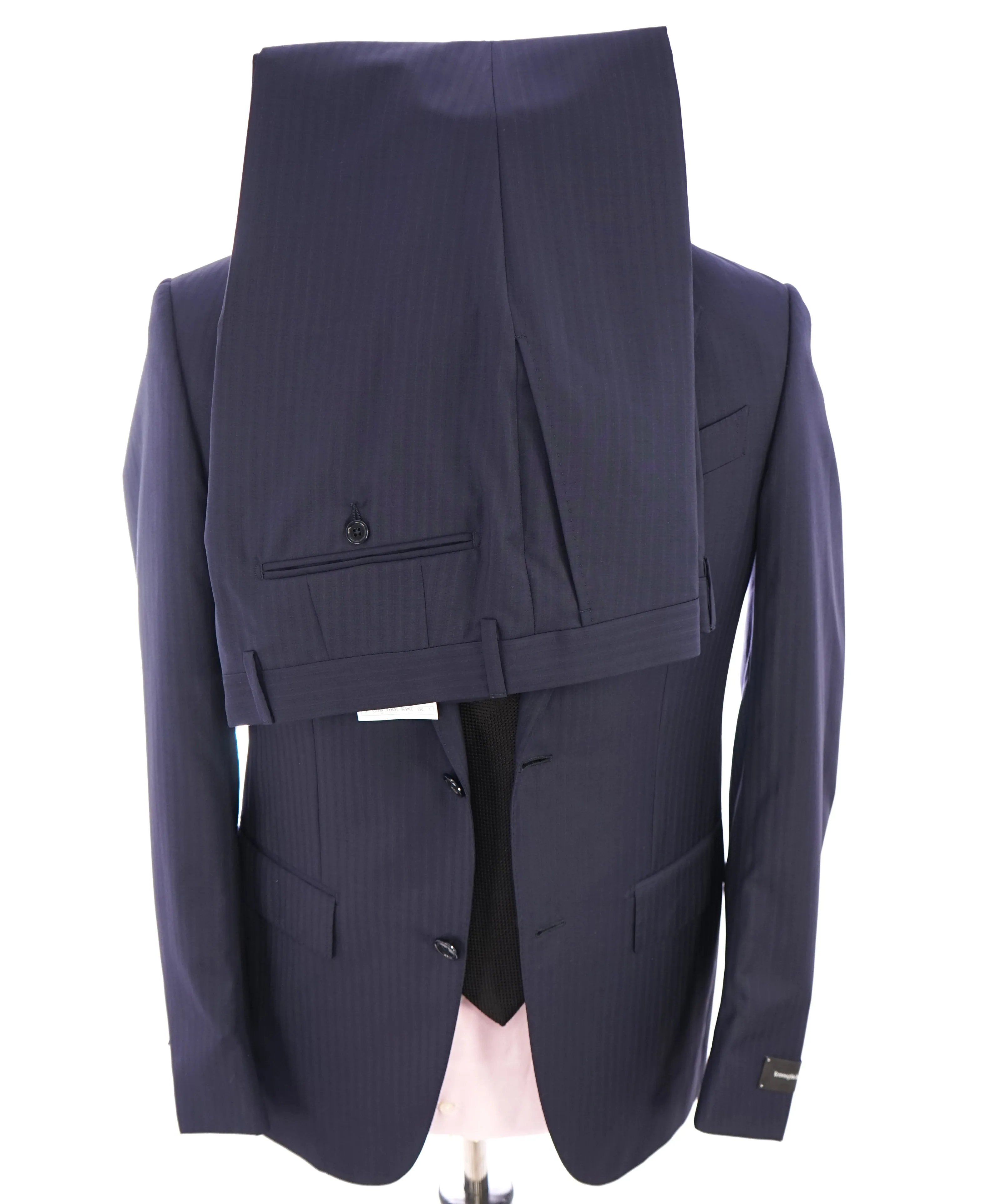 ERMENEGILDO ZEGNA -“ACHILLFARM" SILK Blend Tonal Texture Navy Suit - 36R