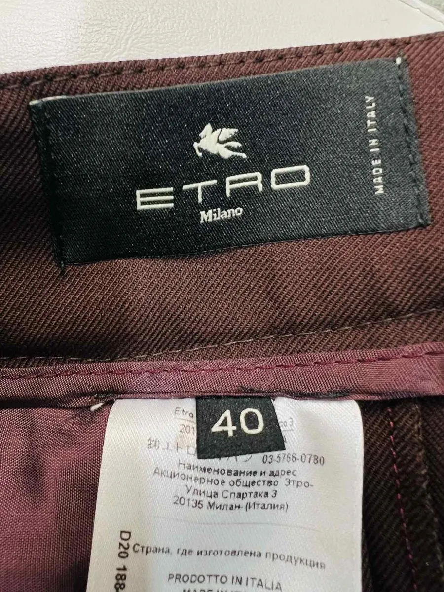 ETRO Tailored Burgundy Pants US4