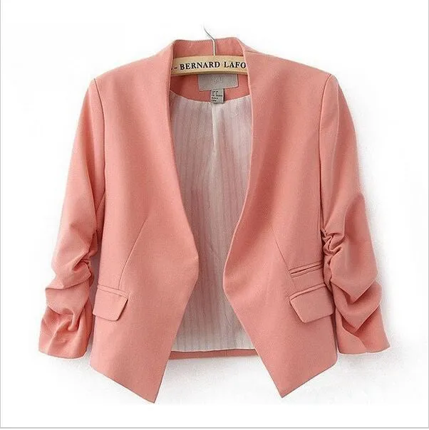 Fashion Basic Jacket Blazer Women Suit Cardigan Puff Sleeve Ladies Autumn Plus Size Brand Coats Casual blaser blazer female