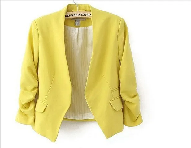 Fashion Basic Jacket Blazer Women Suit Cardigan Puff Sleeve Ladies Autumn Plus Size Brand Coats Casual blaser blazer female