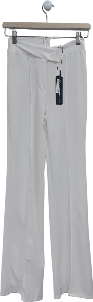 Fashion Nova White Call It Even Wide Leg Dress Pants UK S