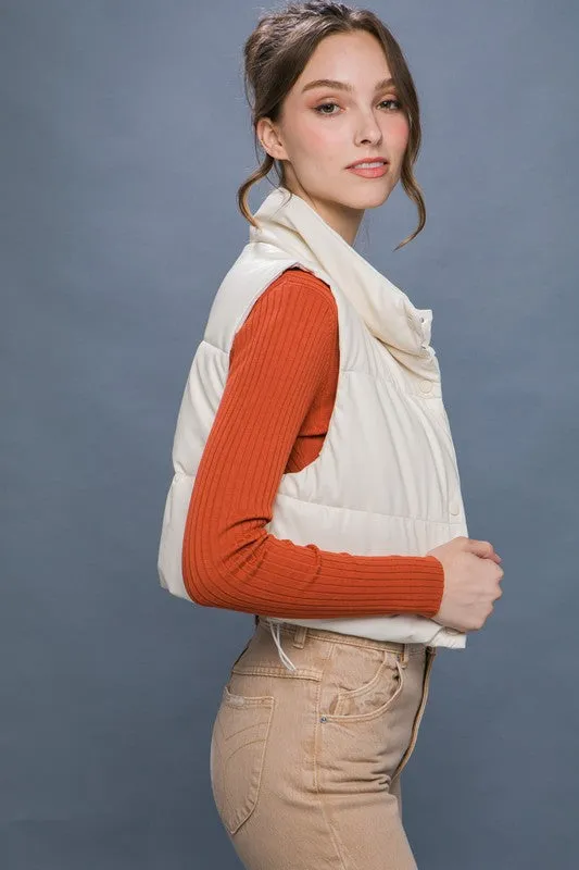 Faux Leather puffer Vest With Snaps (Various Colors), Love Tree