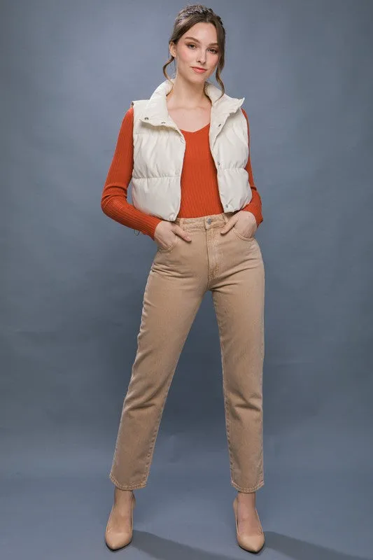 Faux Leather puffer Vest With Snaps (Various Colors), Love Tree