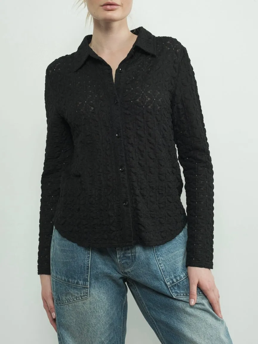 Floral Lace Button down - Black