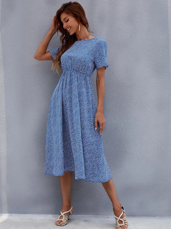 Floral Print Women's Summer Dress with Fitted Waist