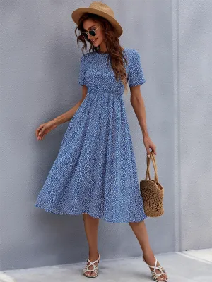Floral Print Women's Summer Dress with Fitted Waist