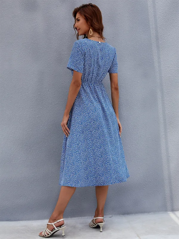 Floral Print Women's Summer Dress with Fitted Waist