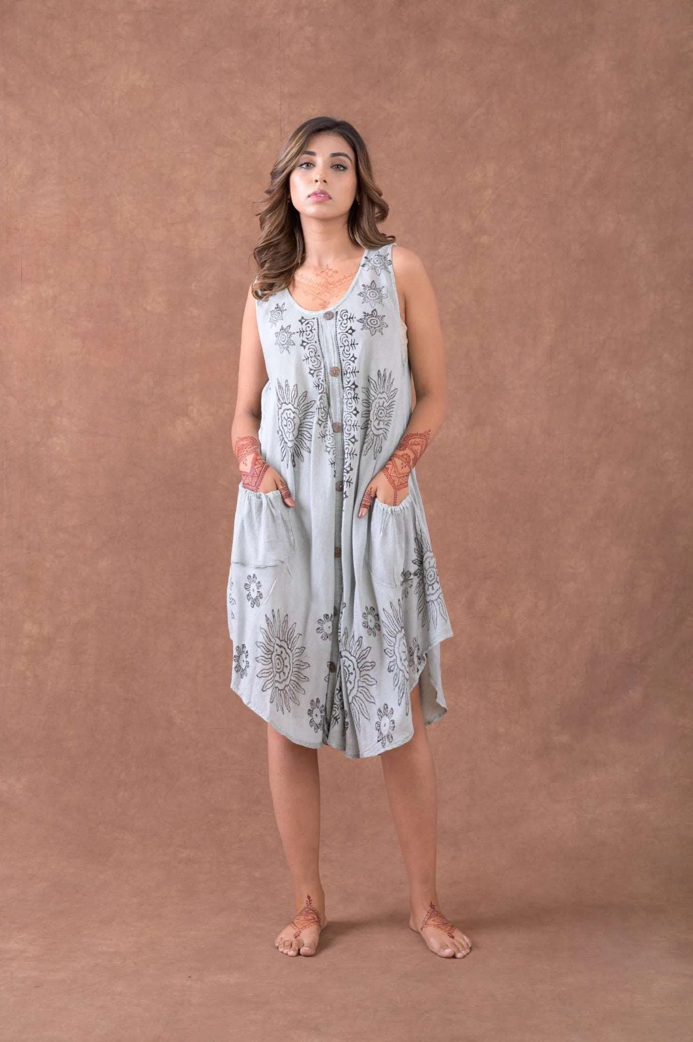 Flower Pattern Button Dress
