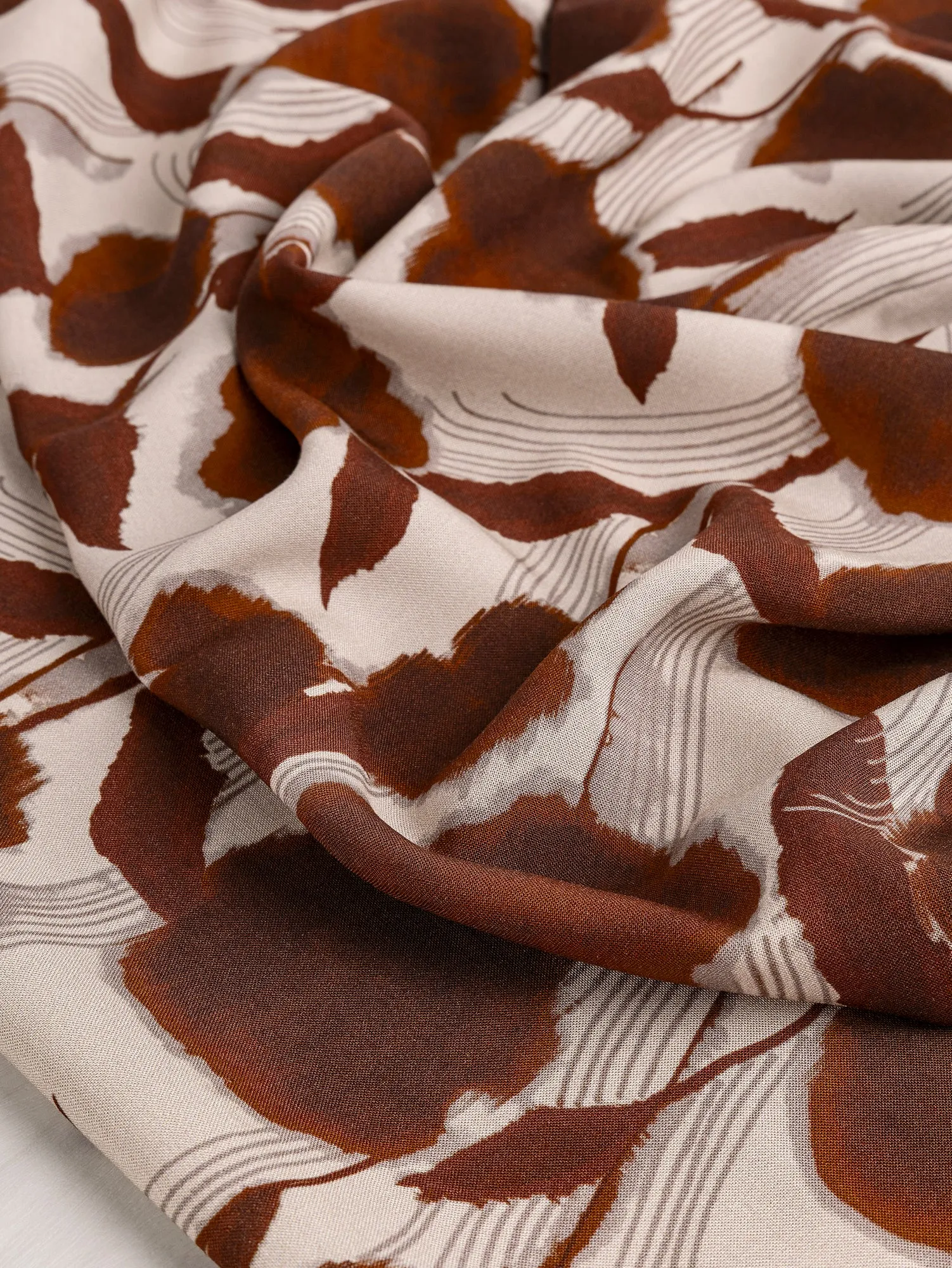 Flower Print Viscose Deadstock - Cream   Sienna