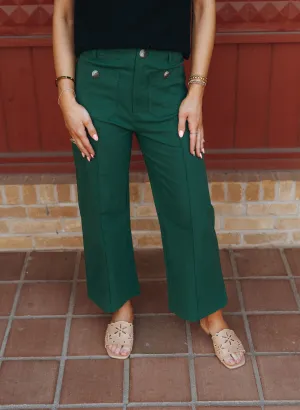 Forest High Waist Wide Leg Pants w/Buttons P24196