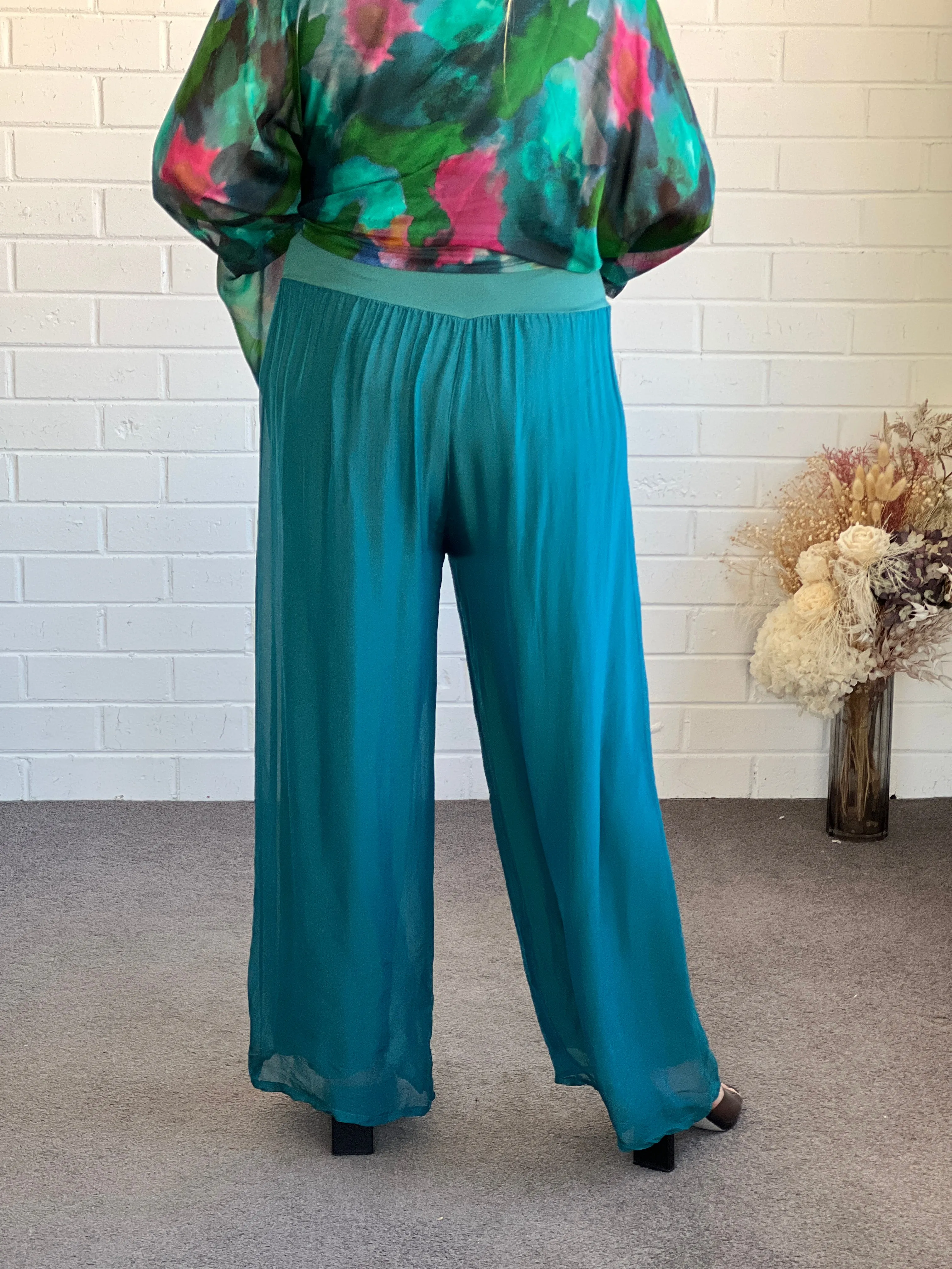 Fort Teal Silk Pants