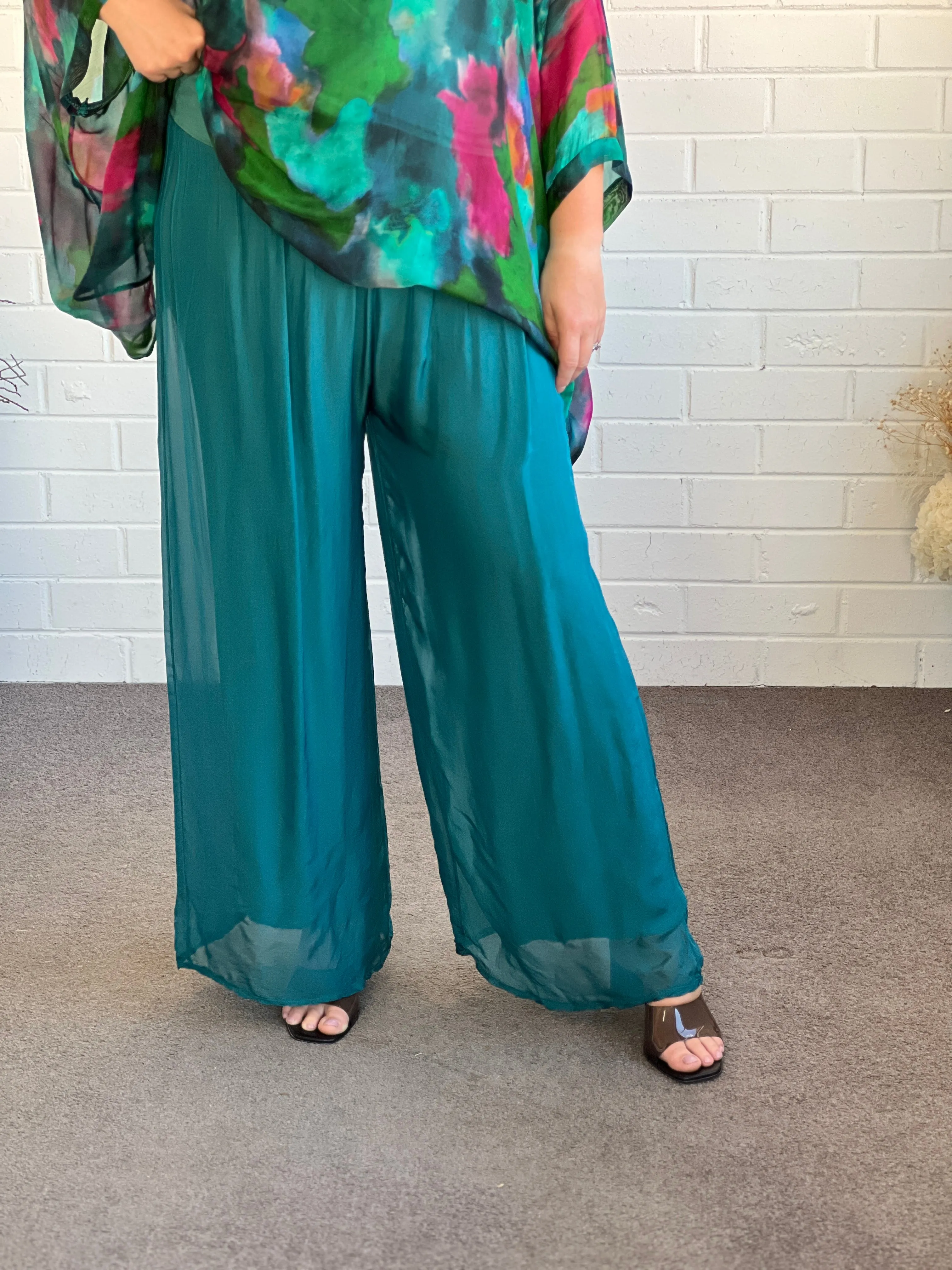 Fort Teal Silk Pants