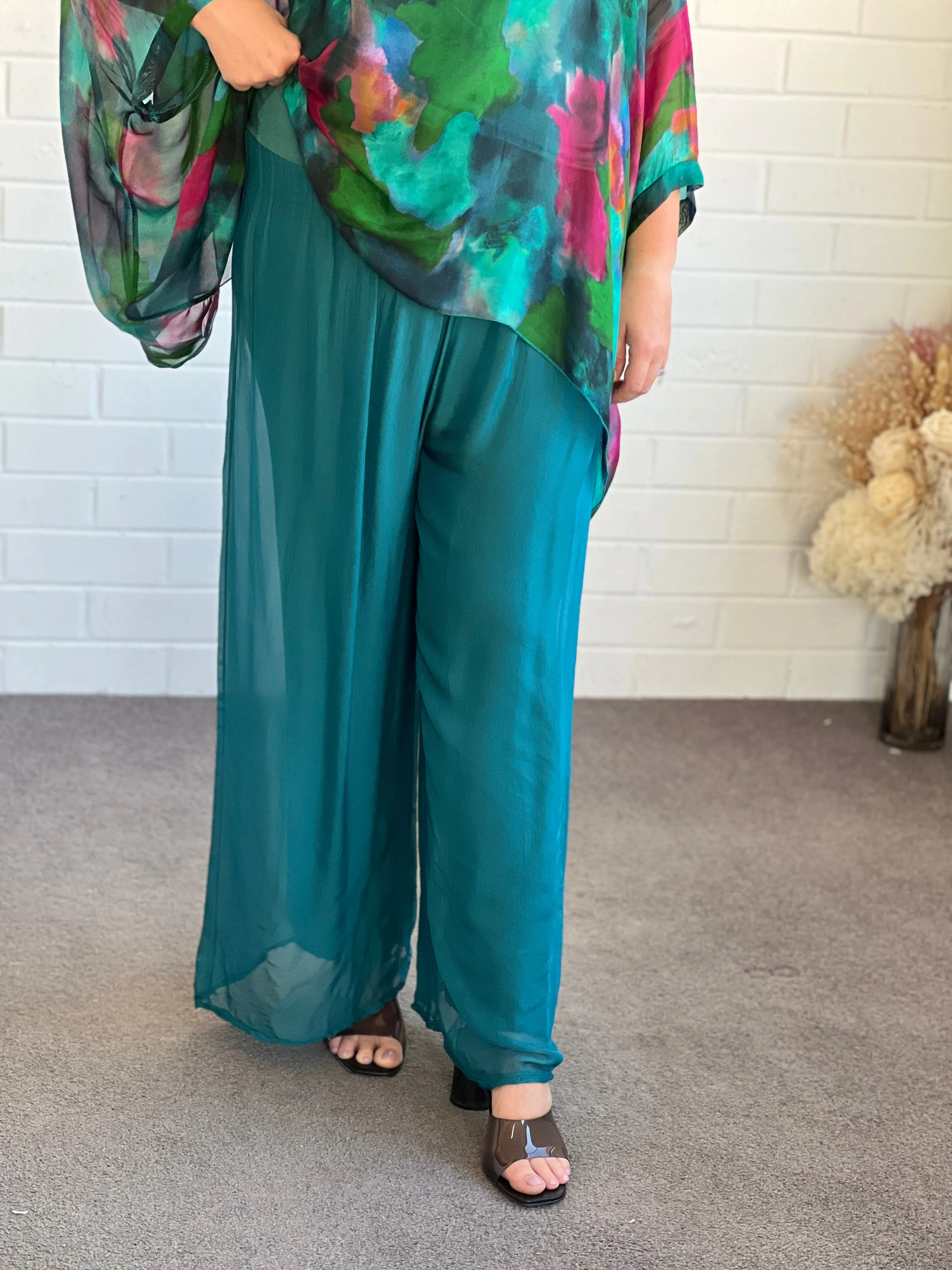 Fort Teal Silk Pants