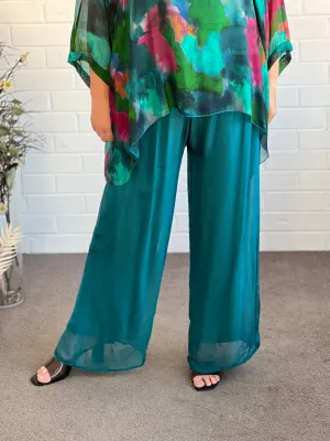Fort Teal Silk Pants