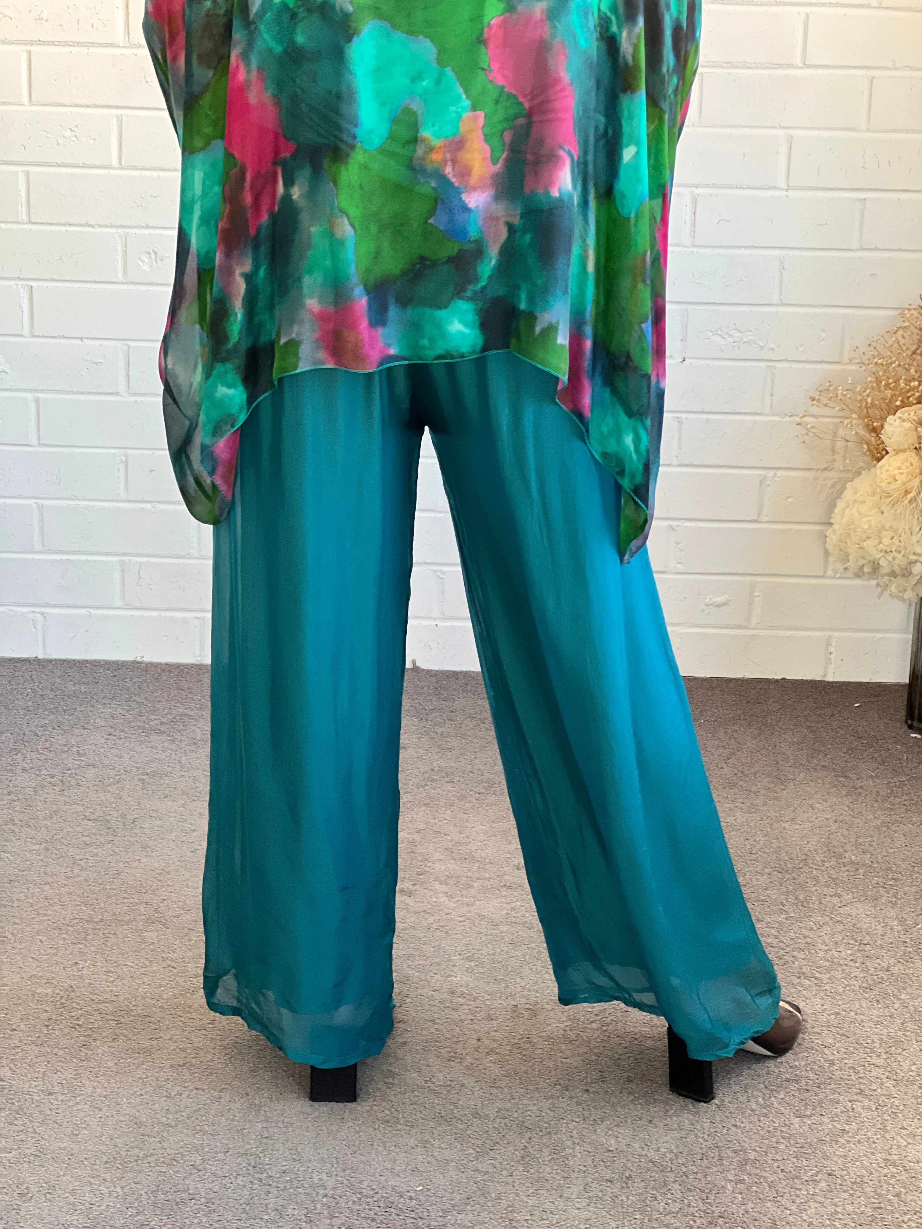 Fort Teal Silk Pants