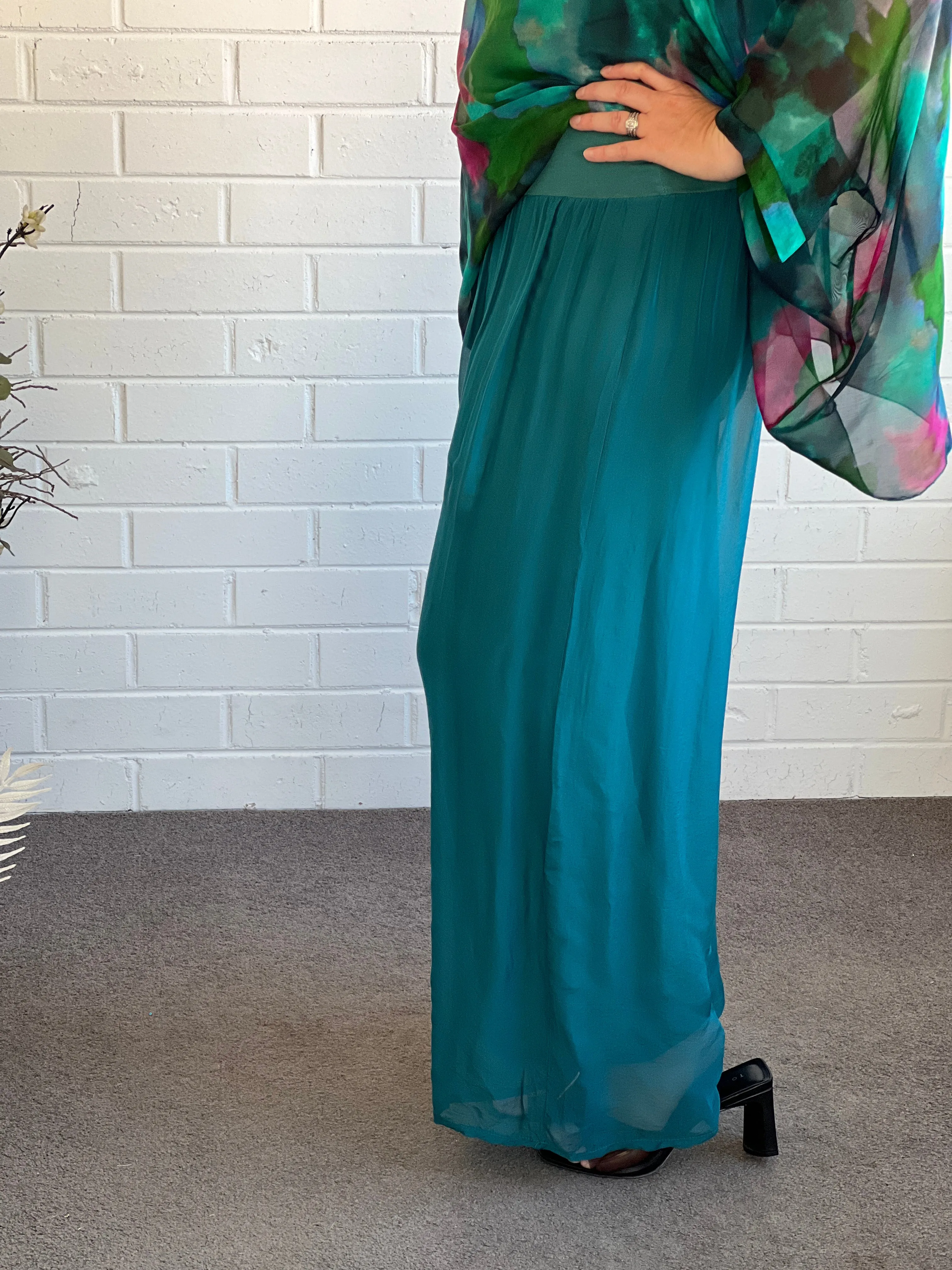 Fort Teal Silk Pants