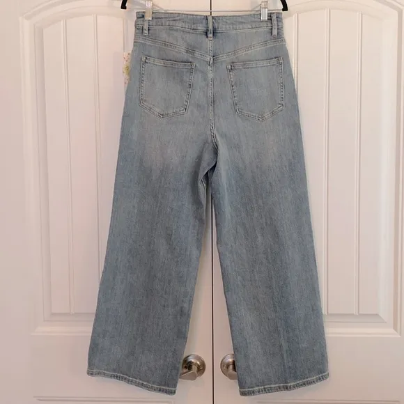 Free People NWT Women's High Rise Wide Leg Jeans Size 29 Blue Button Fly