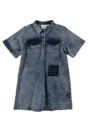 Front pockets blue stone wash dress by Loud