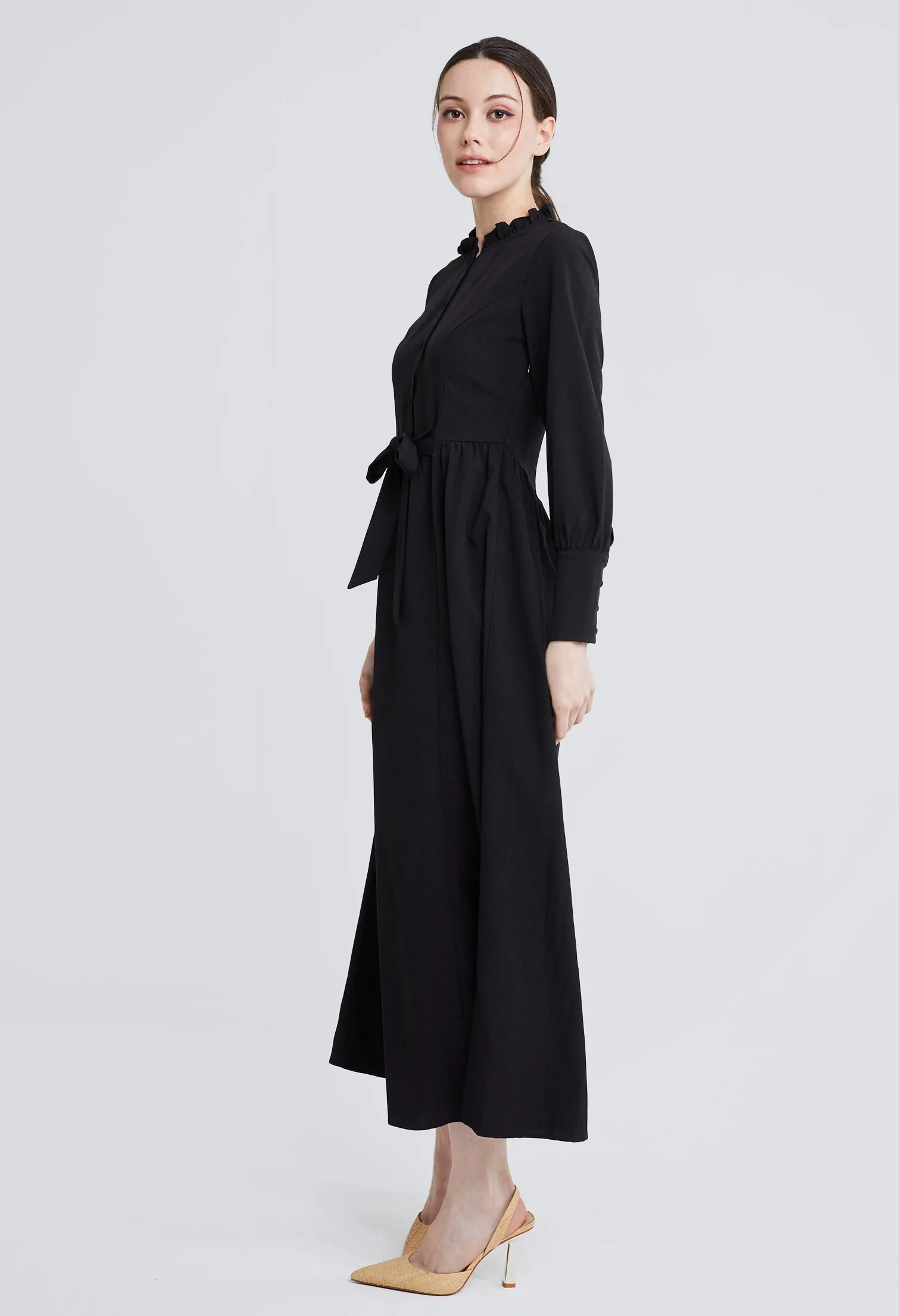 Front Tie Mock Neck Dress