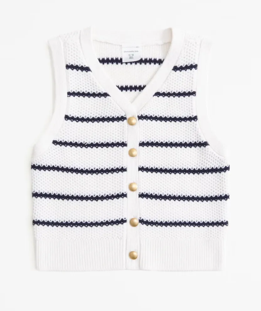 Girls Cropped Button Vest