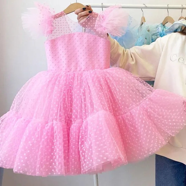 Girls Princess Kids Dresses for Girls Tutu Lace Flower Embroidered Ball Gown Baby Girls Clothes Children Wedding Party Dress