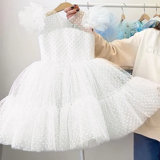 Girls Princess Kids Dresses for Girls Tutu Lace Flower Embroidered Ball Gown Baby Girls Clothes Children Wedding Party Dress