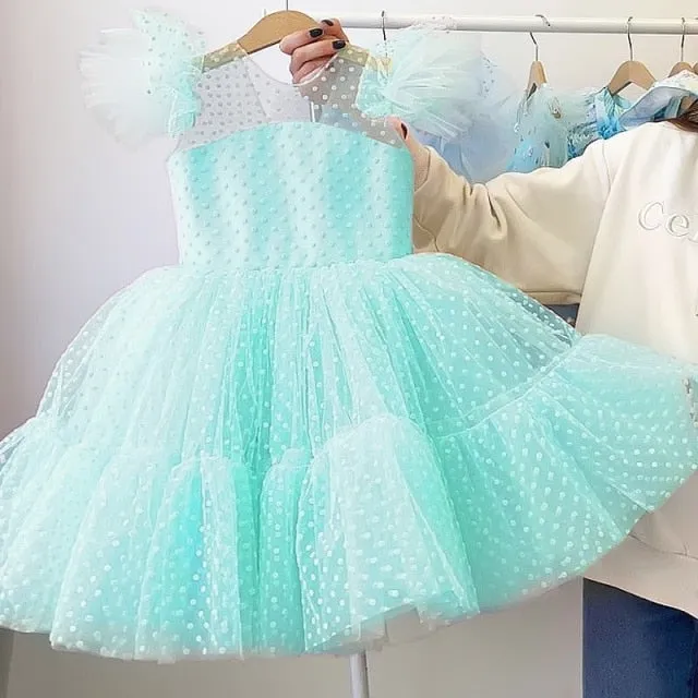 Girls Princess Kids Dresses for Girls Tutu Lace Flower Embroidered Ball Gown Baby Girls Clothes Children Wedding Party Dress