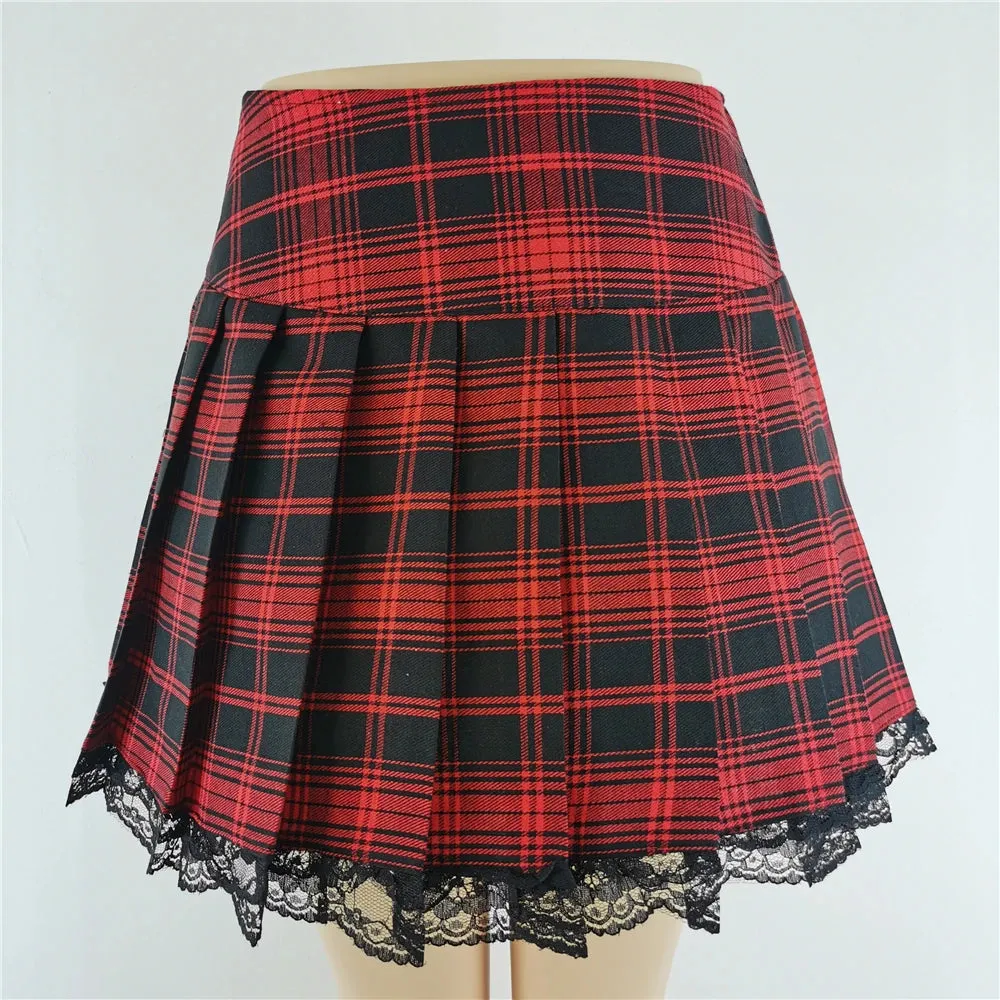 Goth High Waist Ruffle Skirts