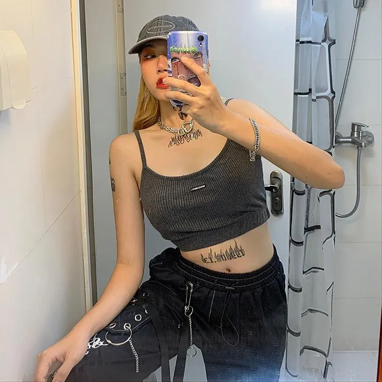Gothic Black Cargo Pants for Women with Chain - Wide-Leg and Loose Fit