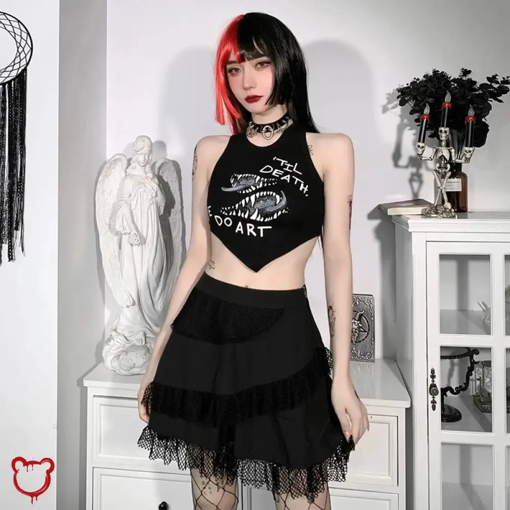 Gothic Mesh Ruffle Skirt