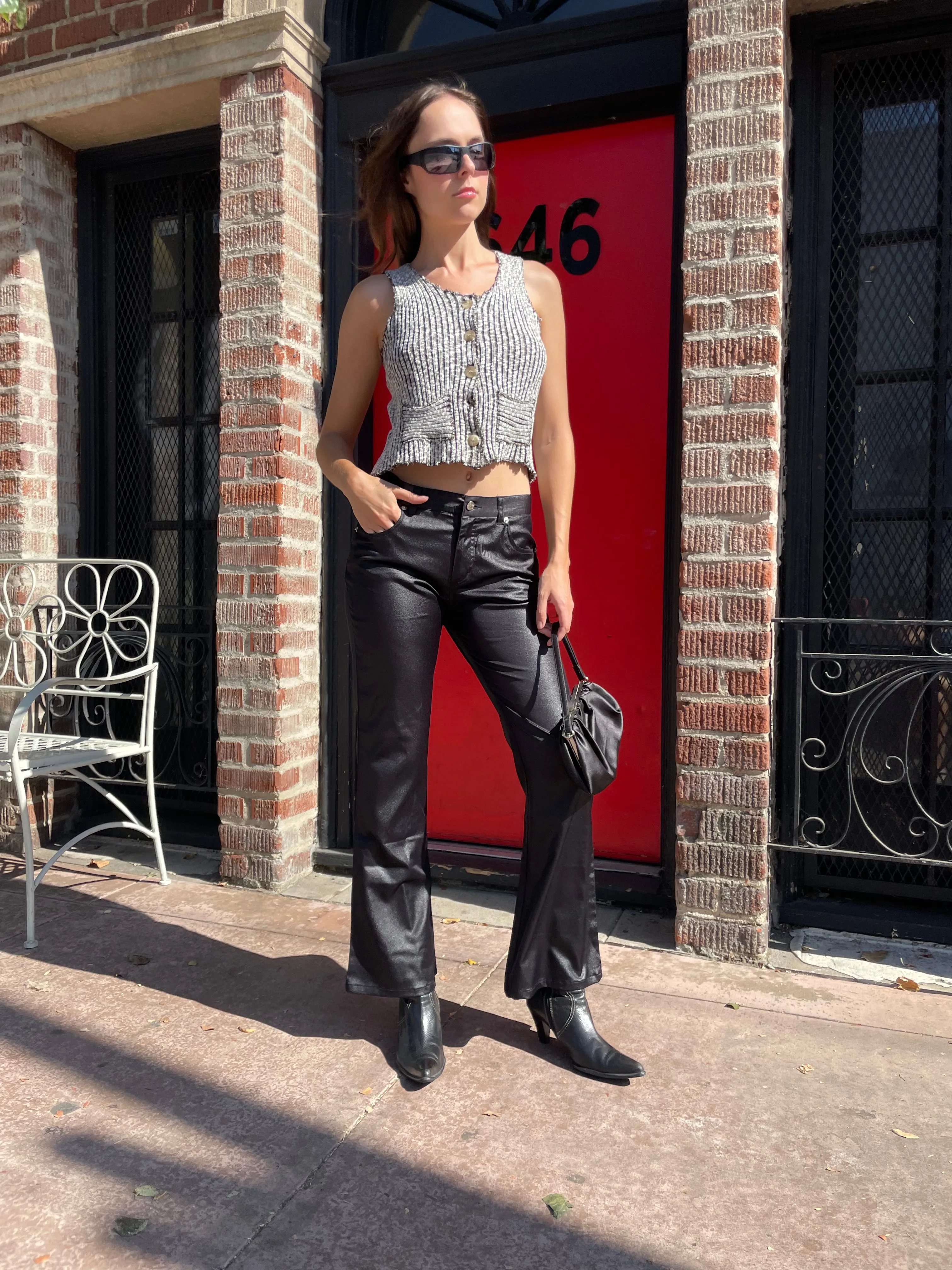 Gray Knitted Button Down Top (S)