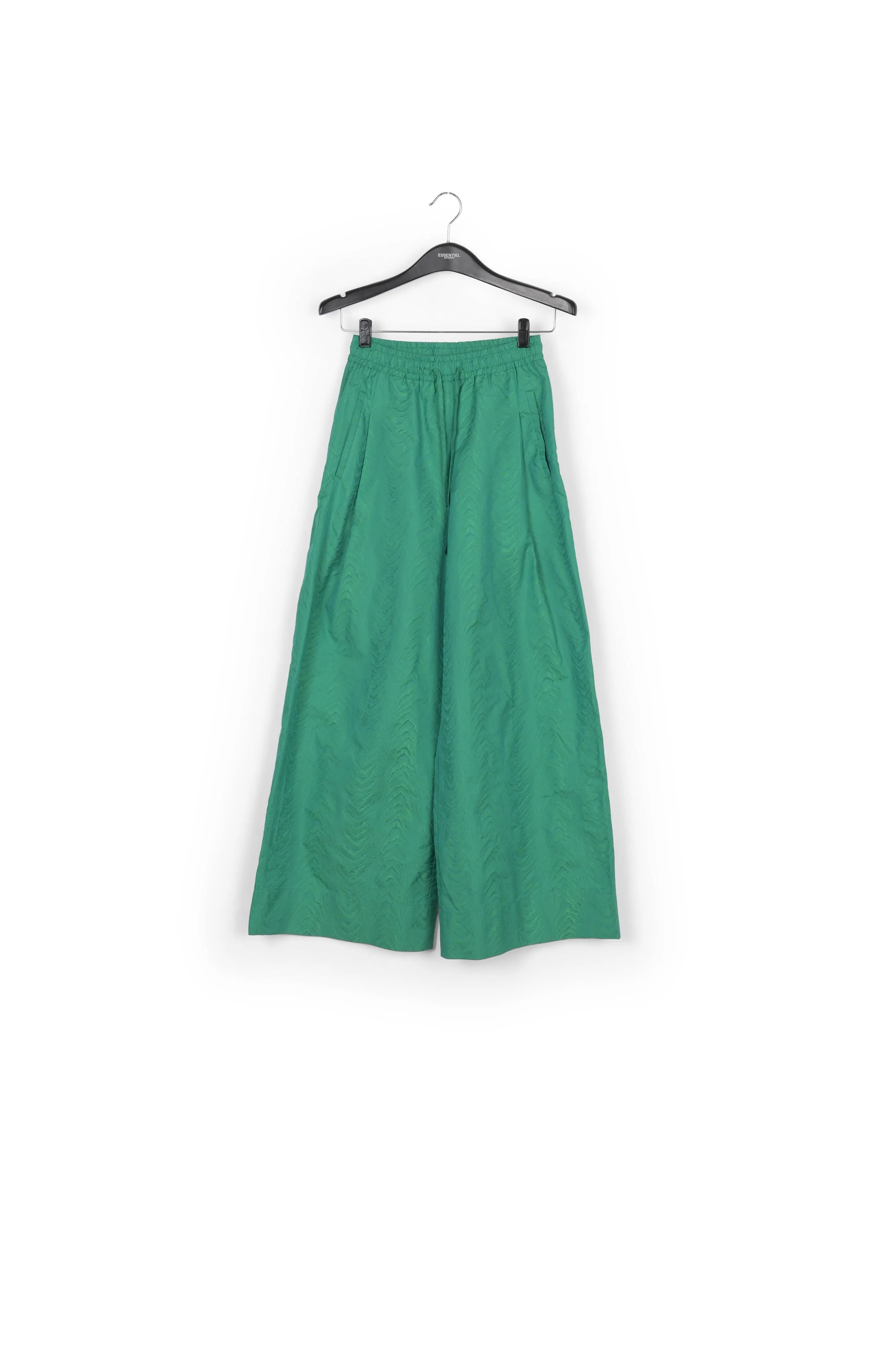 Green jacquard wide-leg pants