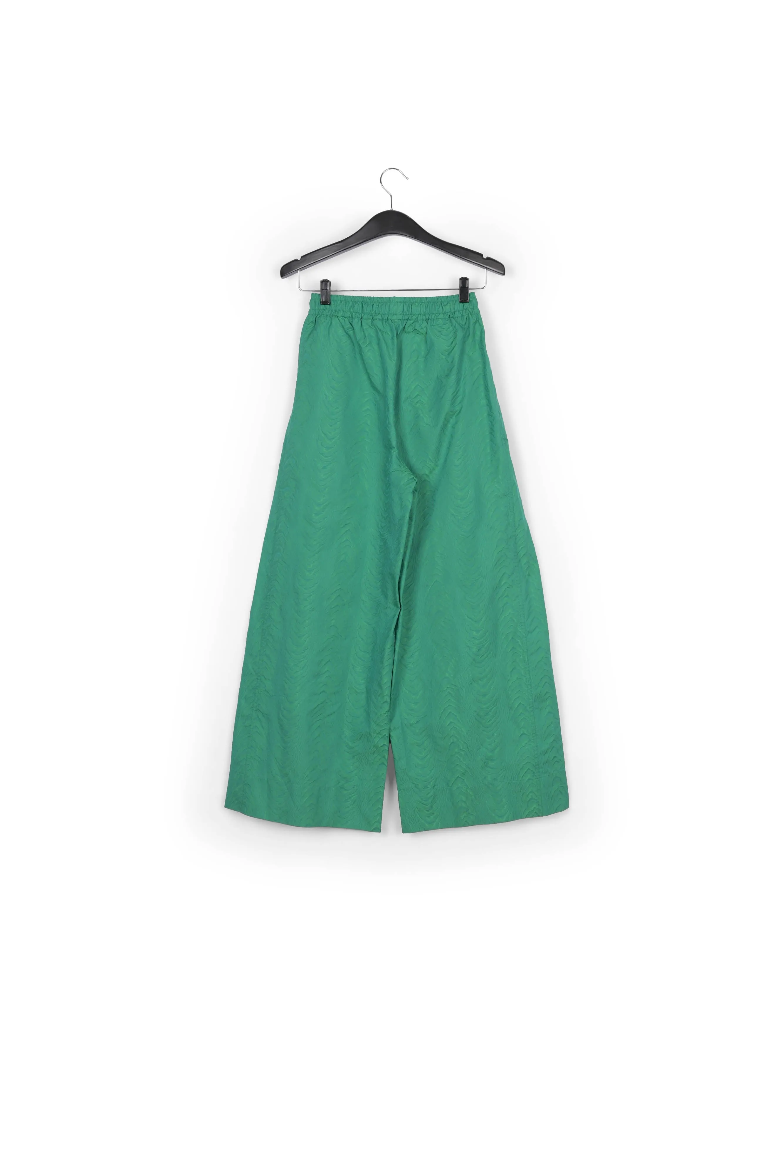 Green jacquard wide-leg pants