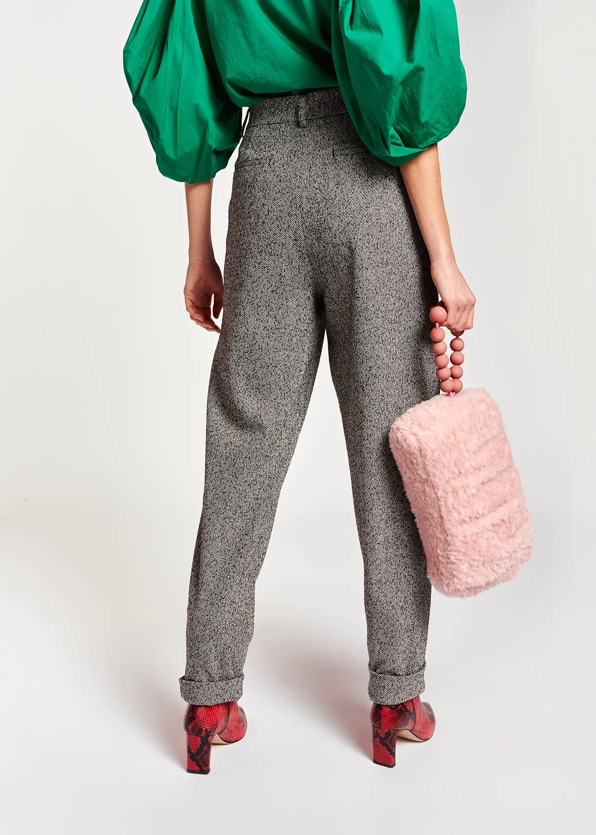 Grey mélange carrot-shaped pants