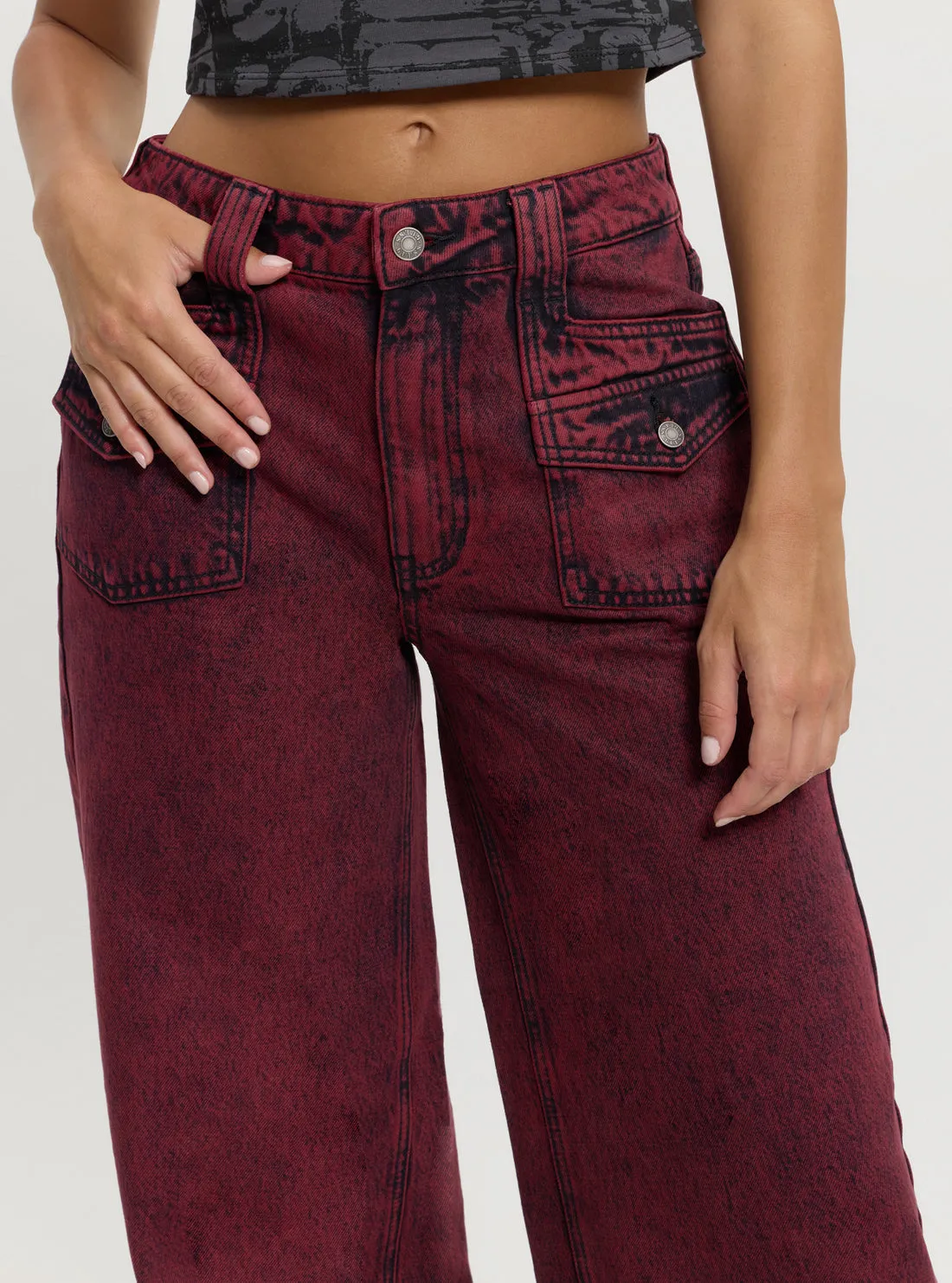 Guess Originals Red Patch Wide Leg Pants