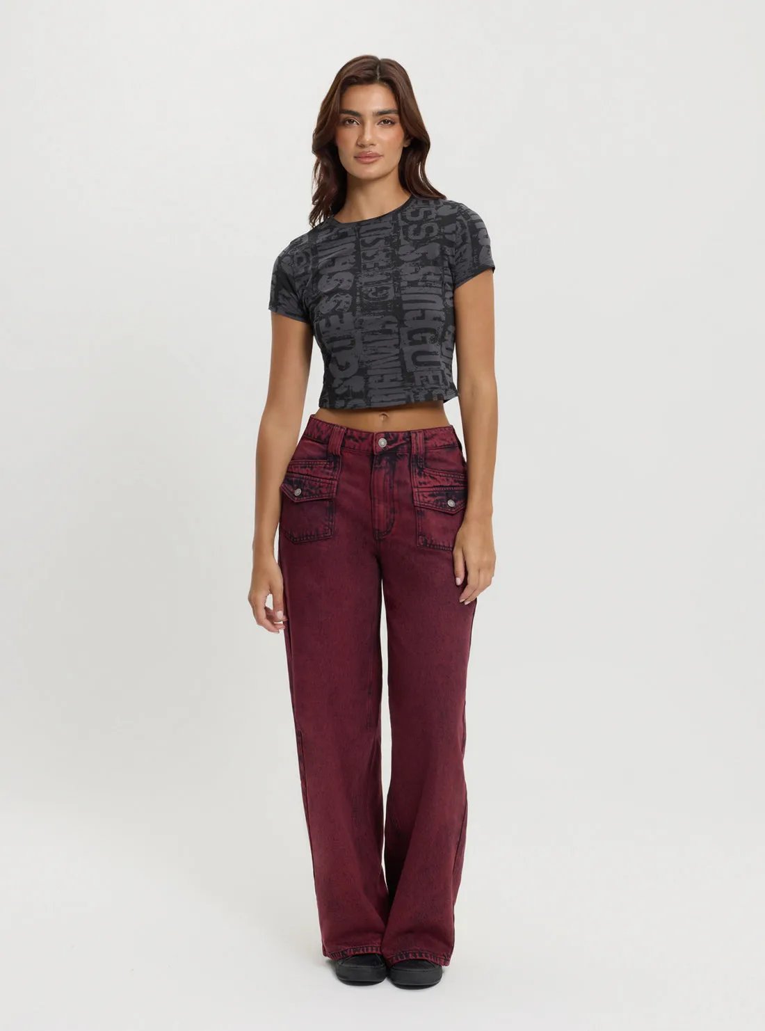 Guess Originals Red Patch Wide Leg Pants