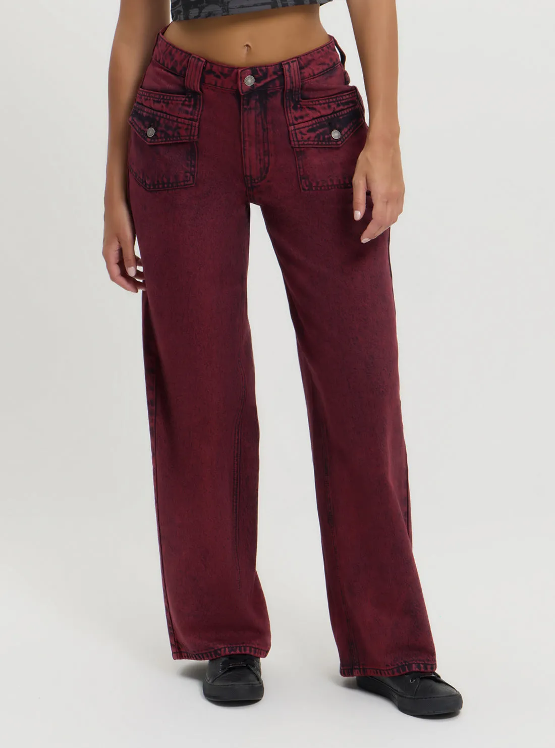 Guess Originals Red Patch Wide Leg Pants
