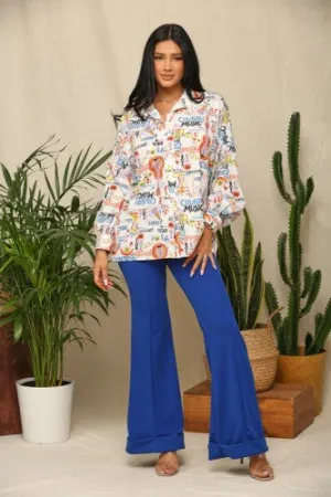Guitars, Music Print Button Front Shirt