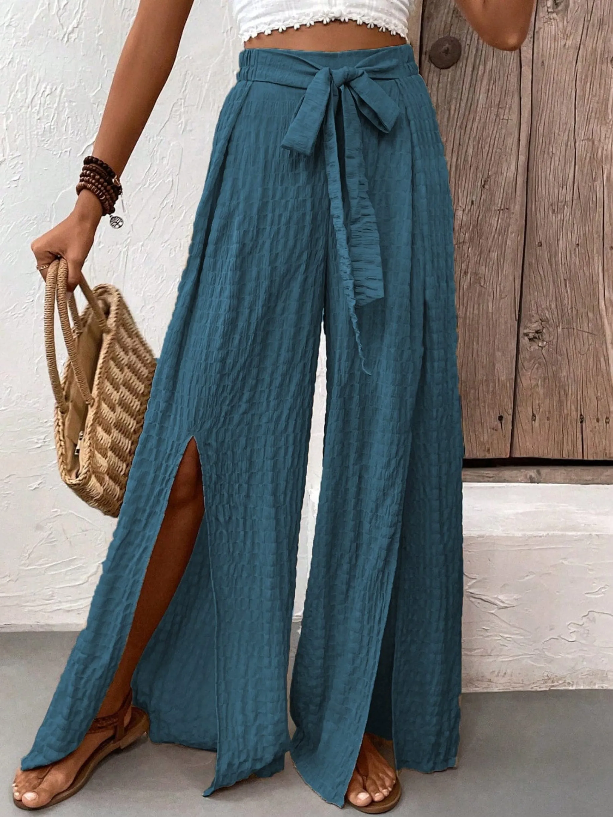 GYPSY - Tied Slit Wide Leg Trouser Pants