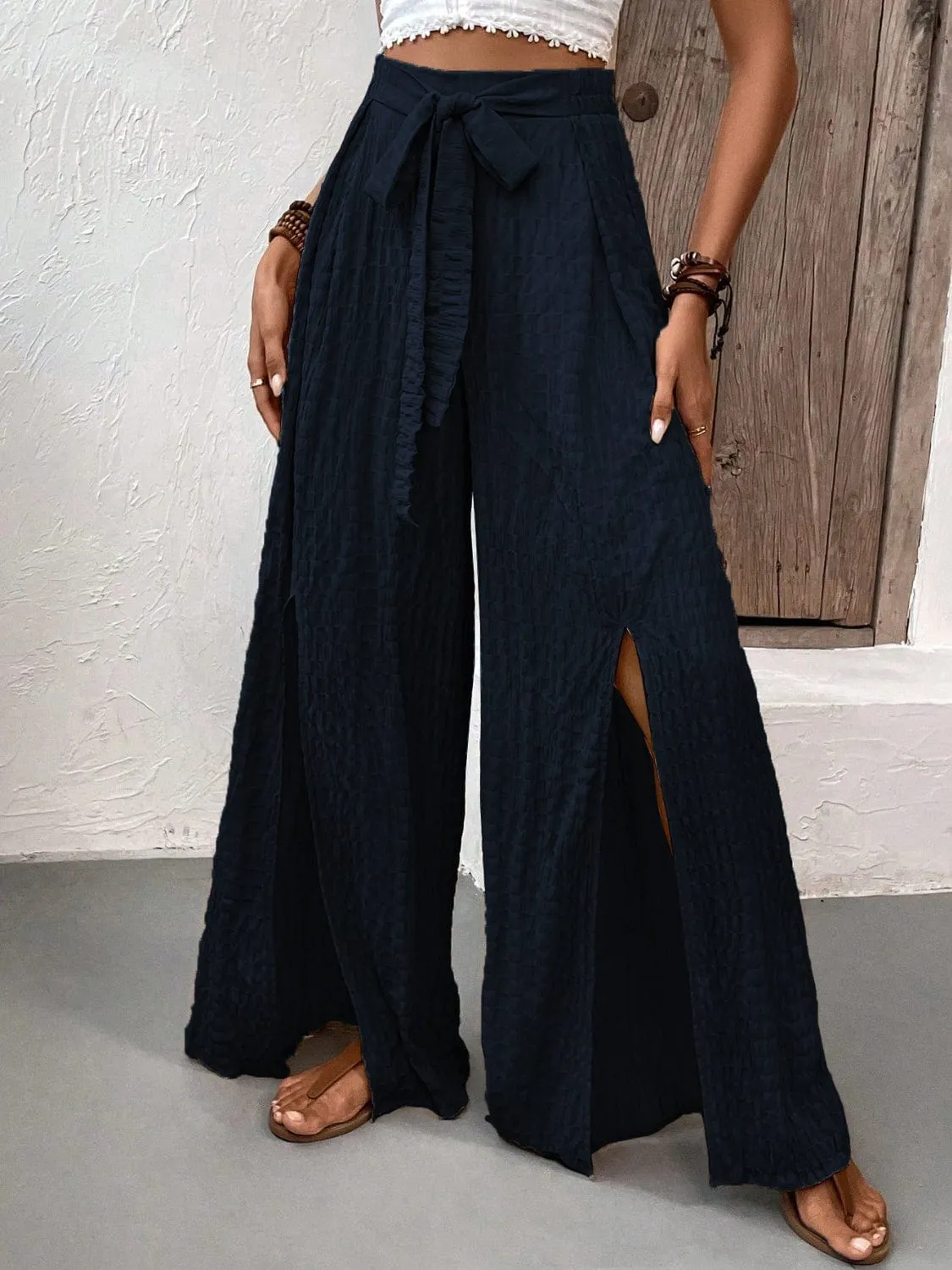 GYPSY - Tied Slit Wide Leg Trouser Pants