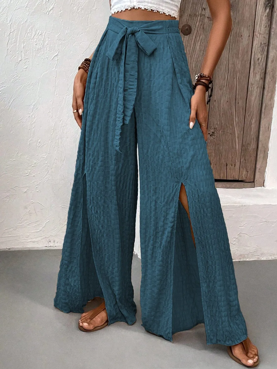 GYPSY - Tied Slit Wide Leg Trouser Pants
