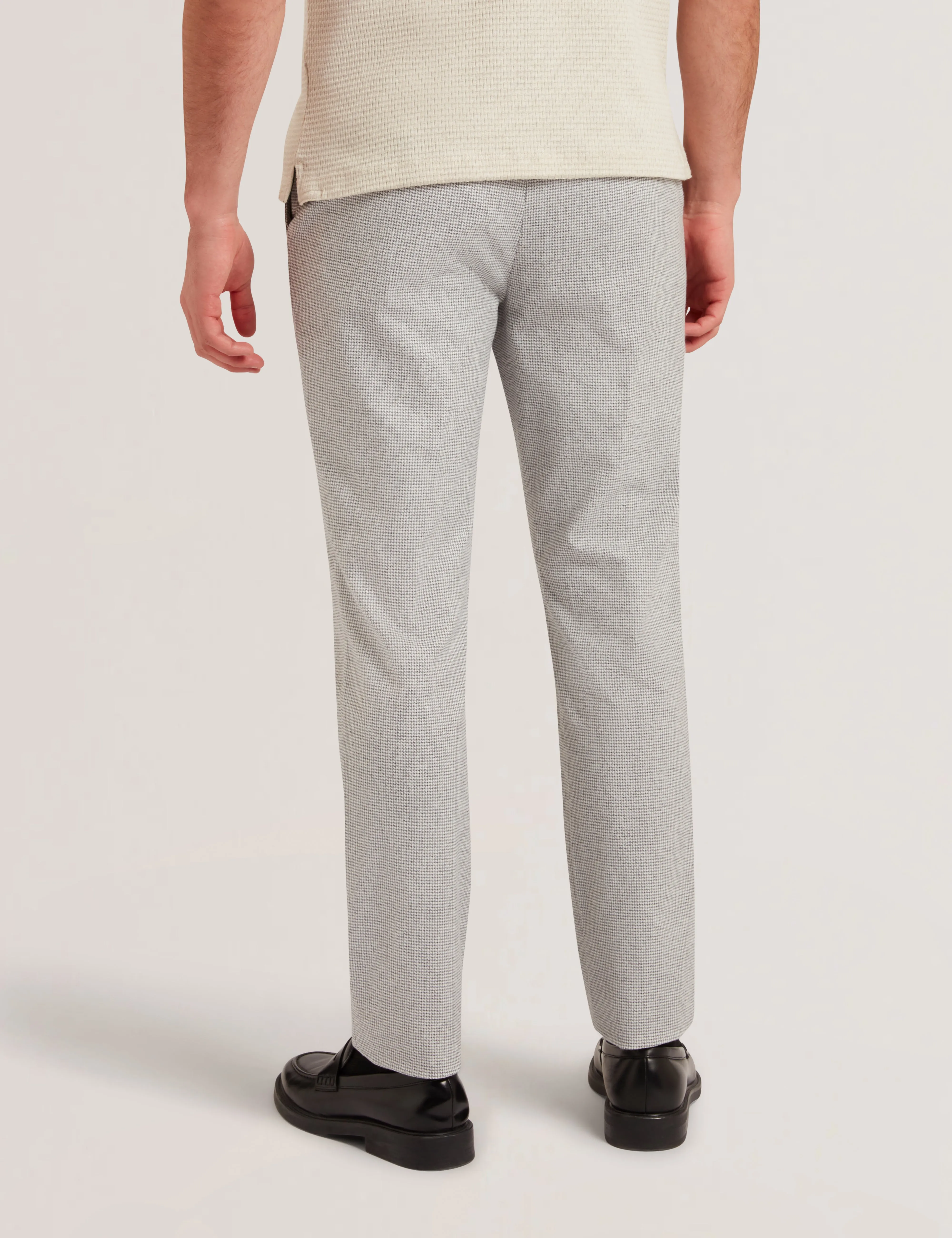 Handly Micro Houndstooth Slim Fit Trouser Grey